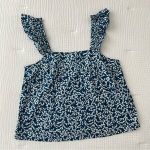 NWT J.Crew Factory Smocked Ruffle-Shoulder Tank Top, size S